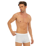 White All-Over Print Men's Short Boxer Briefs