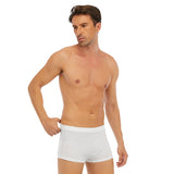 White All-Over Print Men's Short Boxer Briefs