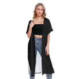 Black  All-Over Print Women's Short Sleeve Cardigan