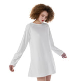 White All-Over Print Women's Raglan Sleeve Dress