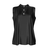 Black All-Over Print Women's Sleeveless POLO Shirt