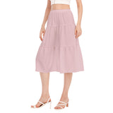 Pink All-Over Print Women's Stitched Pleated Chiffon Skirt