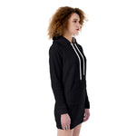 Black All-Over Print Women's Heavy Fleece Long Hoodie