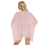 Pink All-Over Print Women's Square Fringed Shawl