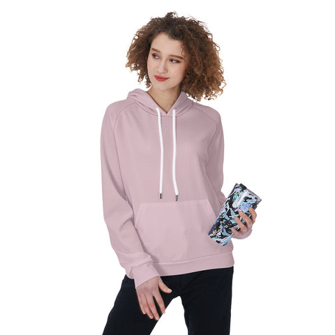 Pink All-Over Print Women's Raglan Pullover Hoodie