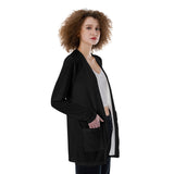 Black All-Over Print Women's Patch Pocket Cardigan