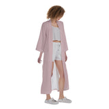 Pink All-Over Print Women's Satin Kimono Long Robe