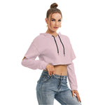 Pink All-Over Print Women's Heavy Fleece Hoodie With Hollow Out Sleeve