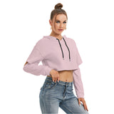 Pink All-Over Print Women's Heavy Fleece Hoodie With Hollow Out Sleeve