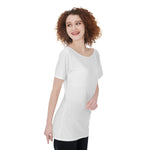 White All-Over Print Women's Large Off-Shoulder T-Shirt