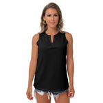 Black All-Over Print Women's Sleeveless V-Neck Top