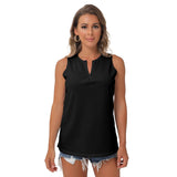 Black All-Over Print Women's Sleeveless V-Neck Top