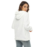 White All-Over Print Women's Borg Fleece Hoodie With Half Zip