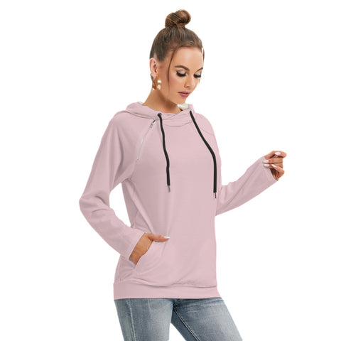 Pink All-Over Print Women's Hoodie With Double Hood