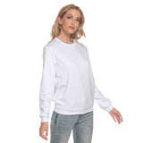 White All-Over Print Women's Slim Round Neck Sweatshirt