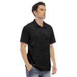 Black All-Over Print Men's Polo Shirt | Velvet