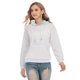 White All-Over Print Women's Pullover Hoodie With Drawsting