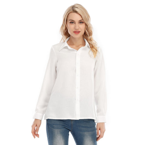 White All-Over Print Women's Loose Elastic-Back Shirt