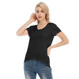 Black All-Over Print Women's V-neck Short Sleeve T-shirt