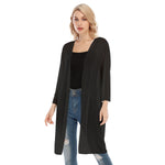 Black  All-Over Print Women's V-neck Mesh Cardigan