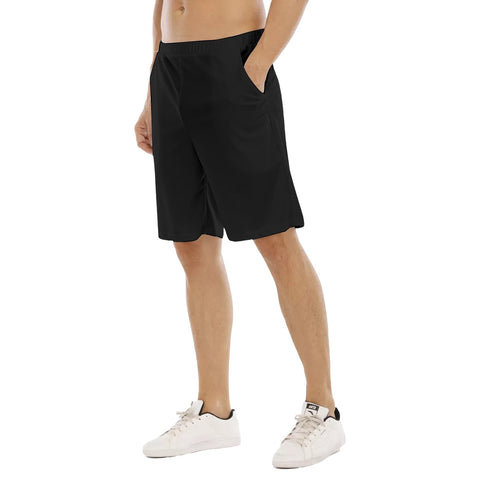 Black All-Over Print Men's Flat Shorts