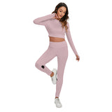 Pink All-Over Print Women's Sport Set With Backless Top And Leggings