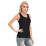 Black All-Over Print Women's Skinny Sport Tank Top