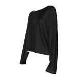 Black All-Over Print Women's Thin Sweatshirt