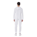 White All-Over Print Men's Hooded Jumpsuit