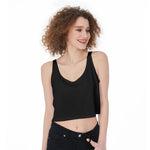 Women Black All-Over Print Crop-Tank Top