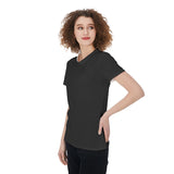 Women Black All-Over Print Round Neck T-Shirt