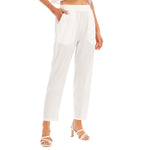 White All-Over Print Women's Loose Straight-leg Pants