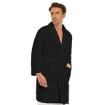 Black All-Over Print Men's Borg Fleece Robe