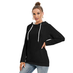 Black All-Over Print Women's Hoodie With Double Hood