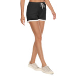 Black All-Over Print Women's Rolled Shorts