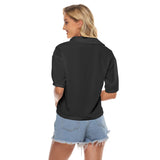 Black All-Over Print Women's V-neck Shirts