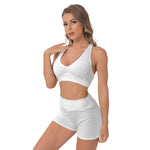 White All-Over Print Women's Sports Bra Suit