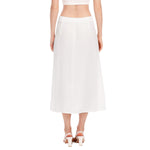 White All-Over Print Women's High Slit Long Skirt