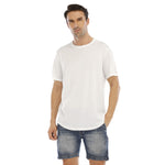 White All-Over Print Men's Short Sleeve Rounded Hem T-shirt