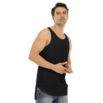 Black All-Over Print Men's Curved Hem Long Tank Top