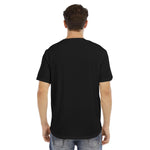 Black All-Over Print Men's Short Sleeve Rounded Hem T-shirt