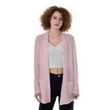 Pink All-Over Print Women's Patch Pocket Cardigan