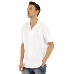 White All-Over Print Man's Short Sleeves Shirt