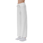 White All-Over Print Women's High-waisted Straight-leg Trousers