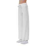 White All-Over Print Women's High-waisted Straight-leg Trousers