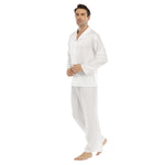 White All-Over Print Men's Lapel Pajama Set