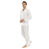 White All-Over Print Men's Lapel Pajama Set