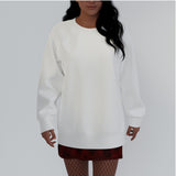 White All-Over Print Women's Raglan Sleeve Sweatshirt