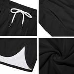 Black All-Over Print Men's Side Split Running Sport Shorts