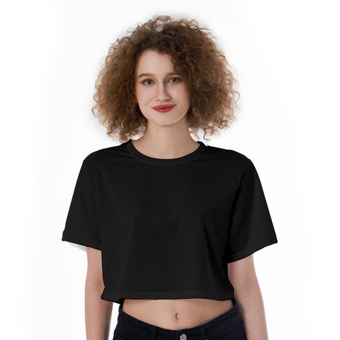 Women Black  All-Over Print Cropped T-Shirt